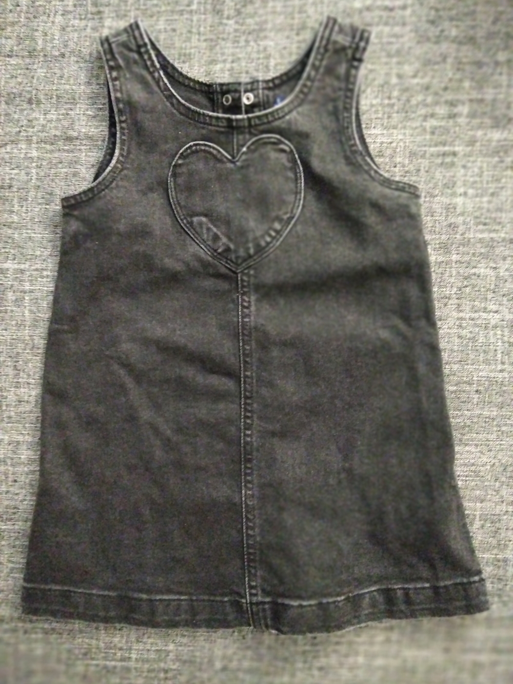 GAP Black Denim Tank Dress with Heart Stitch